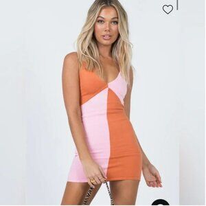 Princess Polly Sienna Mini Dress, size S/M in Pink and Orange